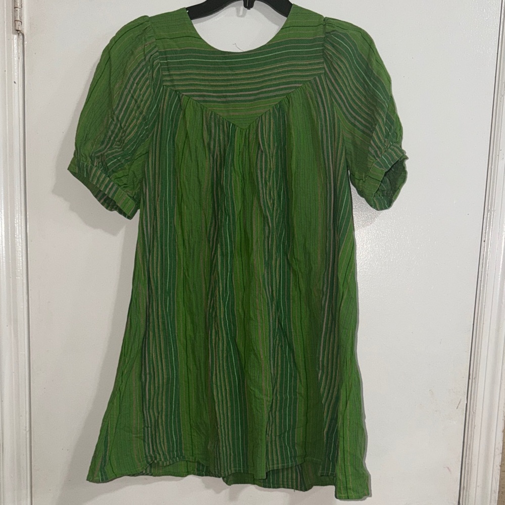 Green Striped Midi Dress